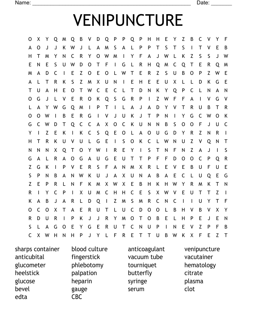 VENIPUNCTURE Word Search