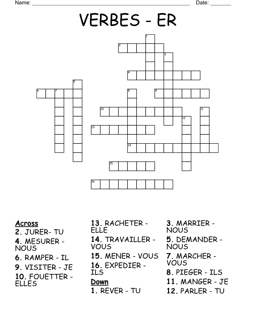 VERBES - ER Crossword