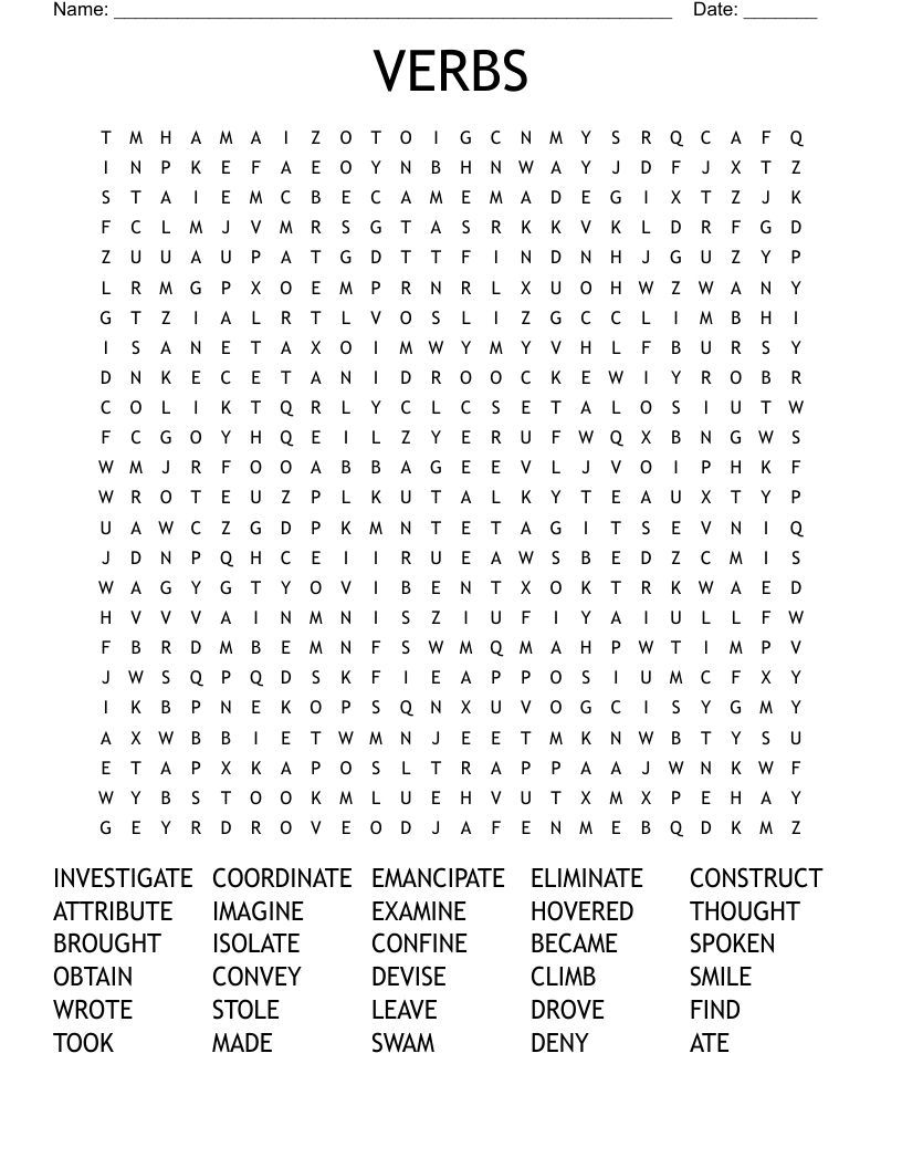 VERBS Word Search