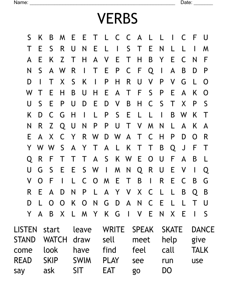 VERBS Word Search
