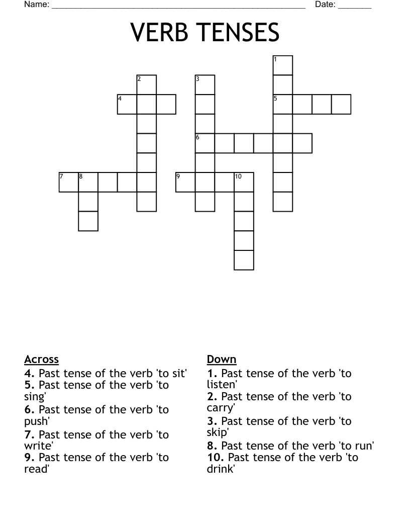 VERB TENSES Crossword
