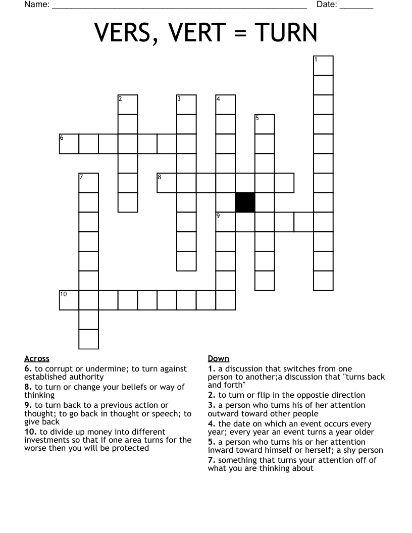 VERS, VERT = TURN Crossword