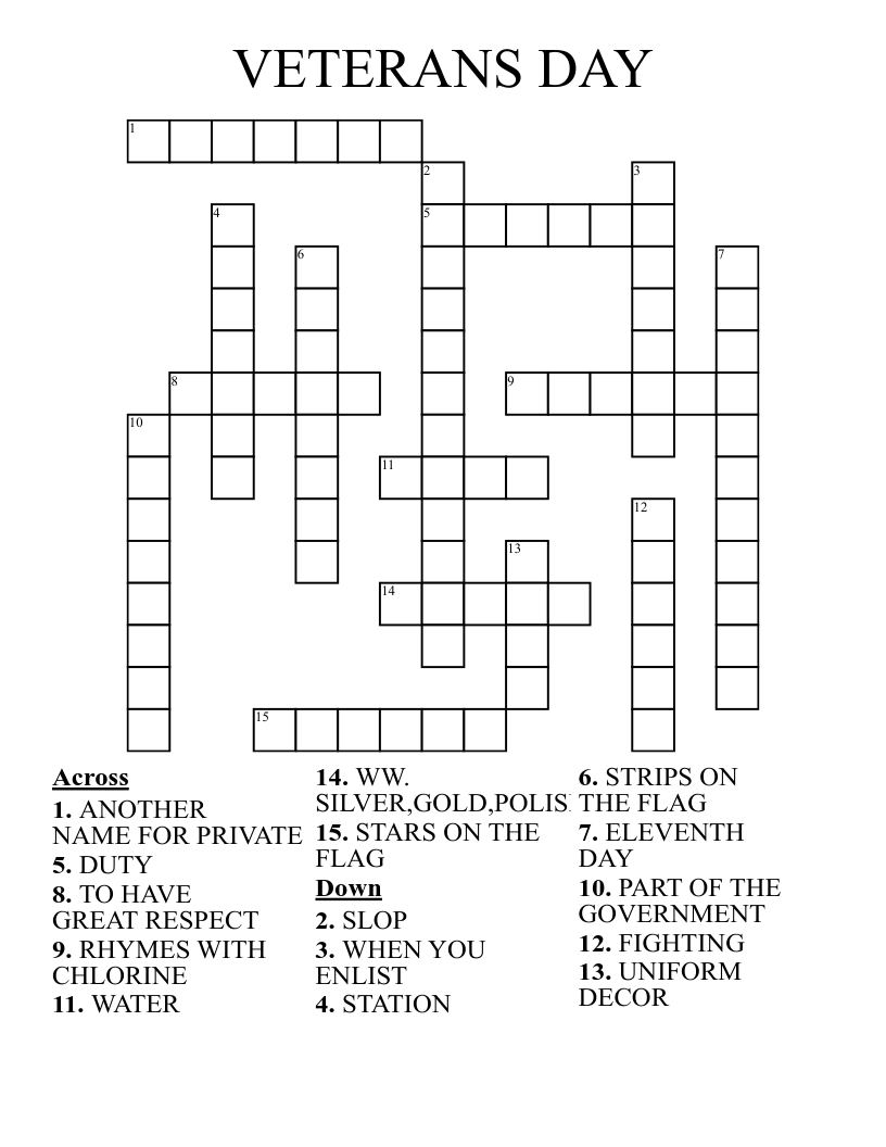 VETERANS DAY  Crossword