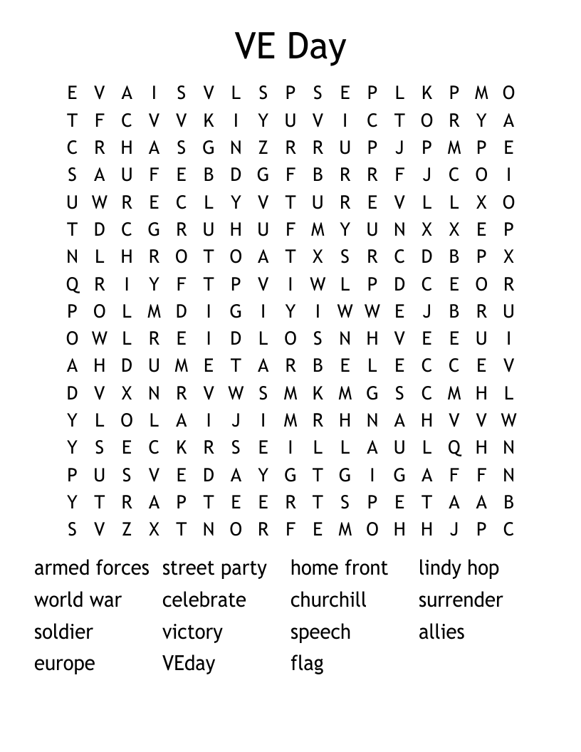 VE Day Word Search