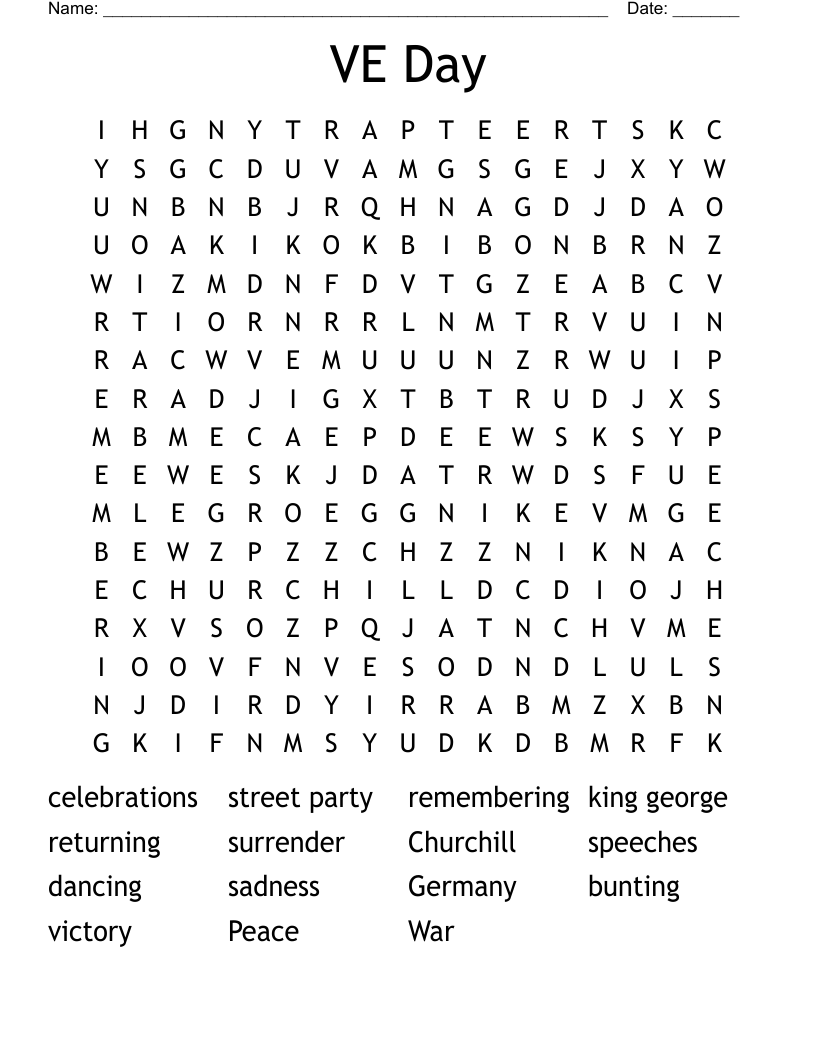 VE Day Word Search