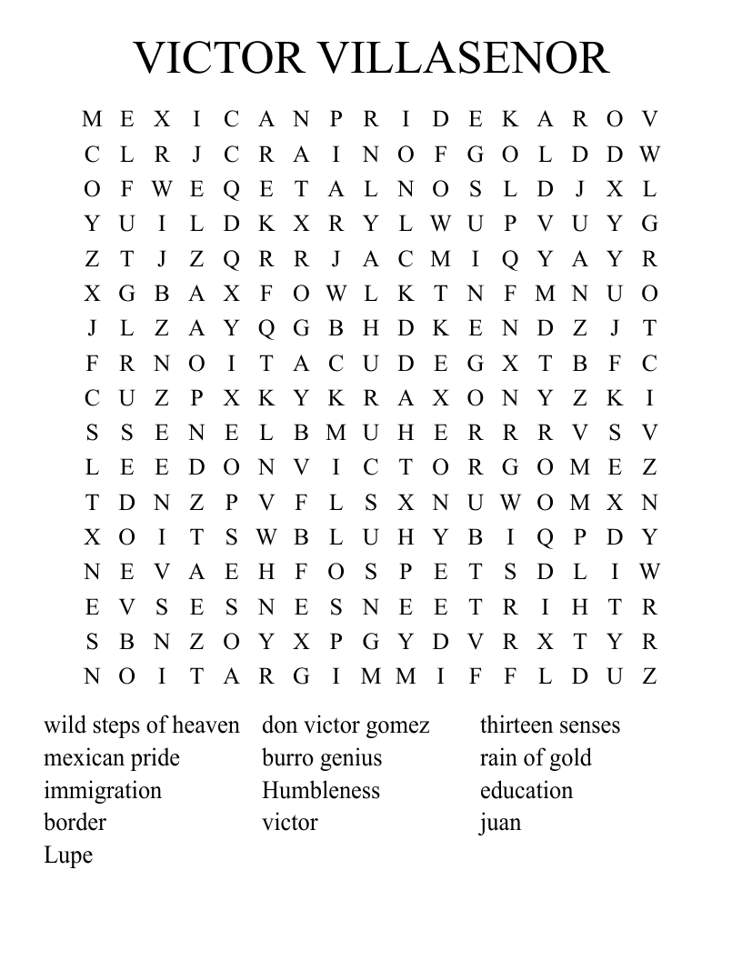 VICTOR VILLASENOR Word Search