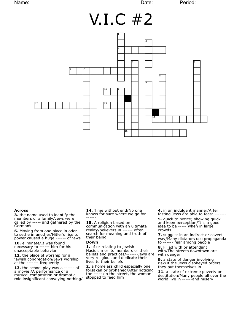 V.I.C #2 Crossword
