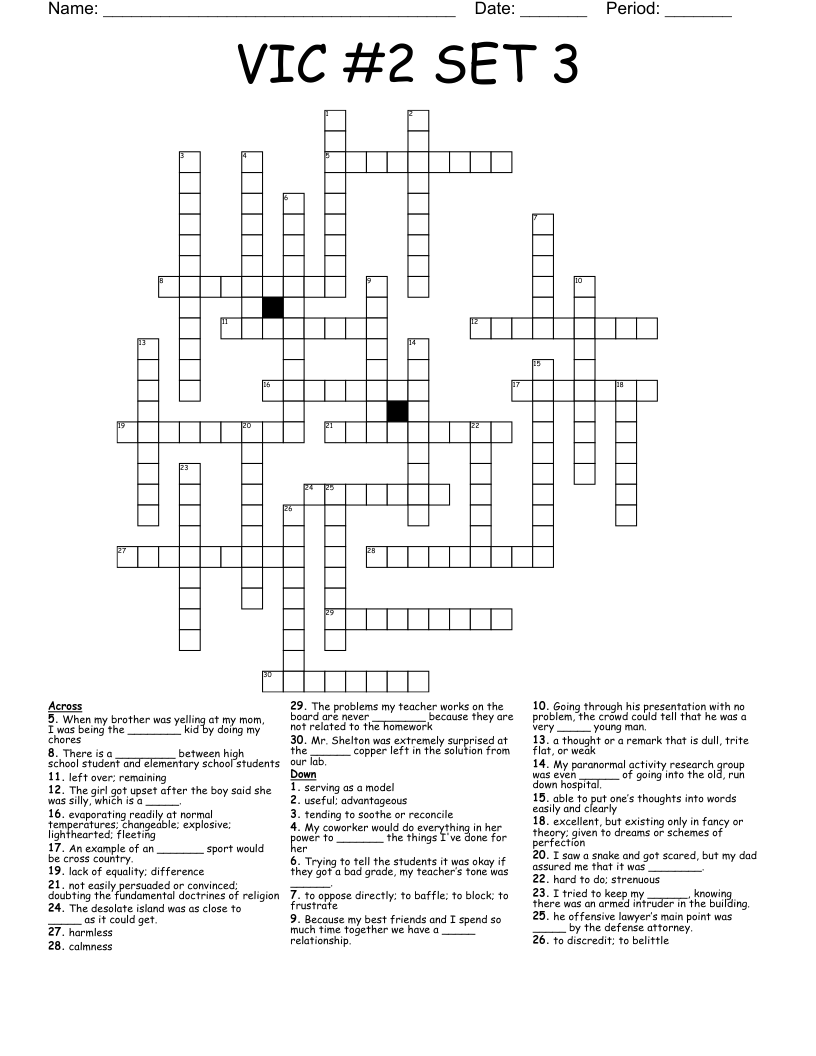 VIC #2 SET 3 Crossword