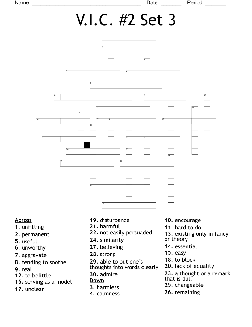 V.I.C. #2 Set 3  Crossword
