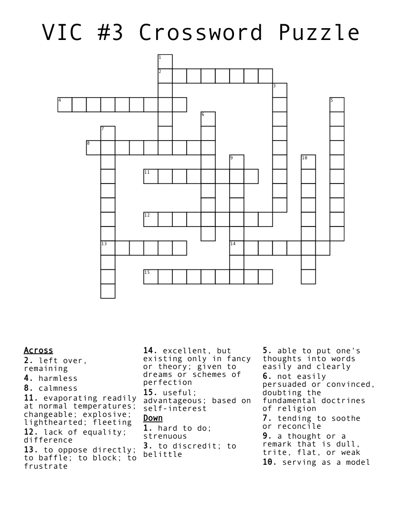 VIC #3 Crossword Puzzle
