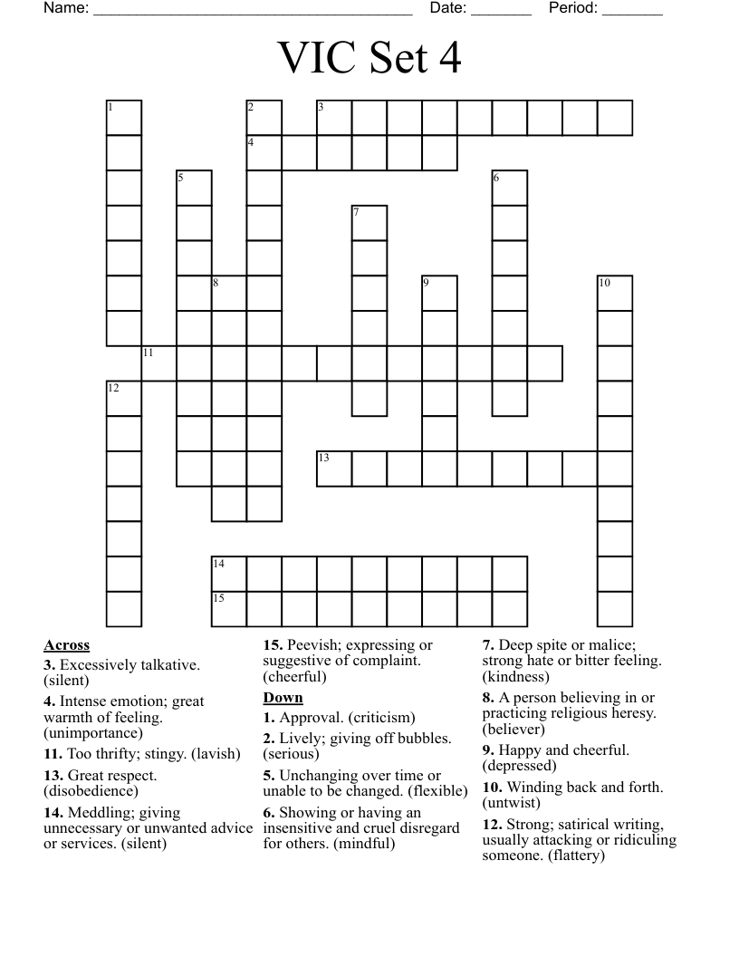 VIC Set 4 Crossword