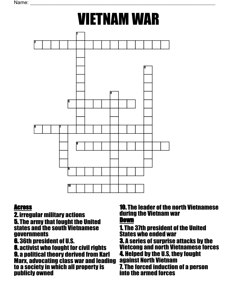 VIETNAM WAR Crossword