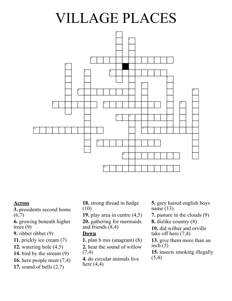 VILLAGE PLACES Crossword