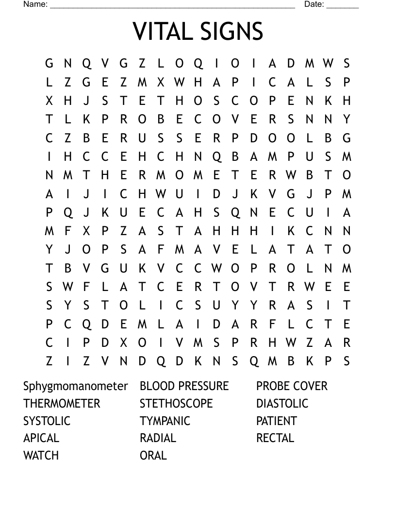 VITAL SIGNS Word Search