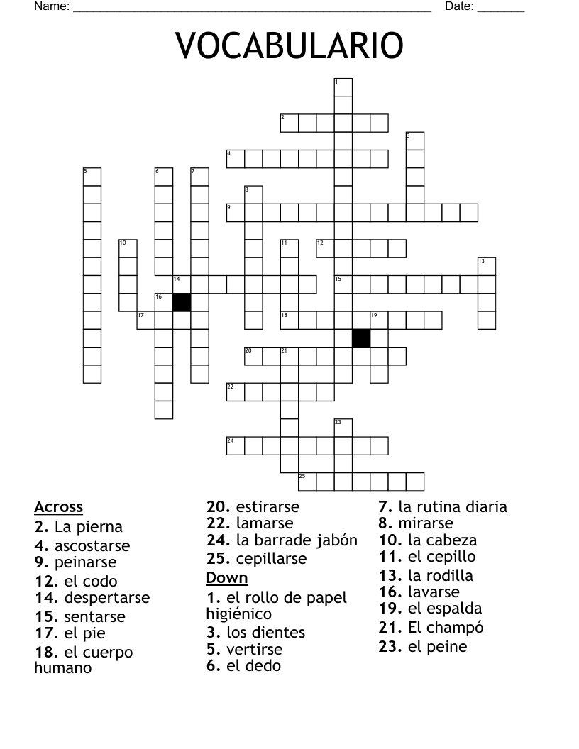 VOCABULARIO  Crossword