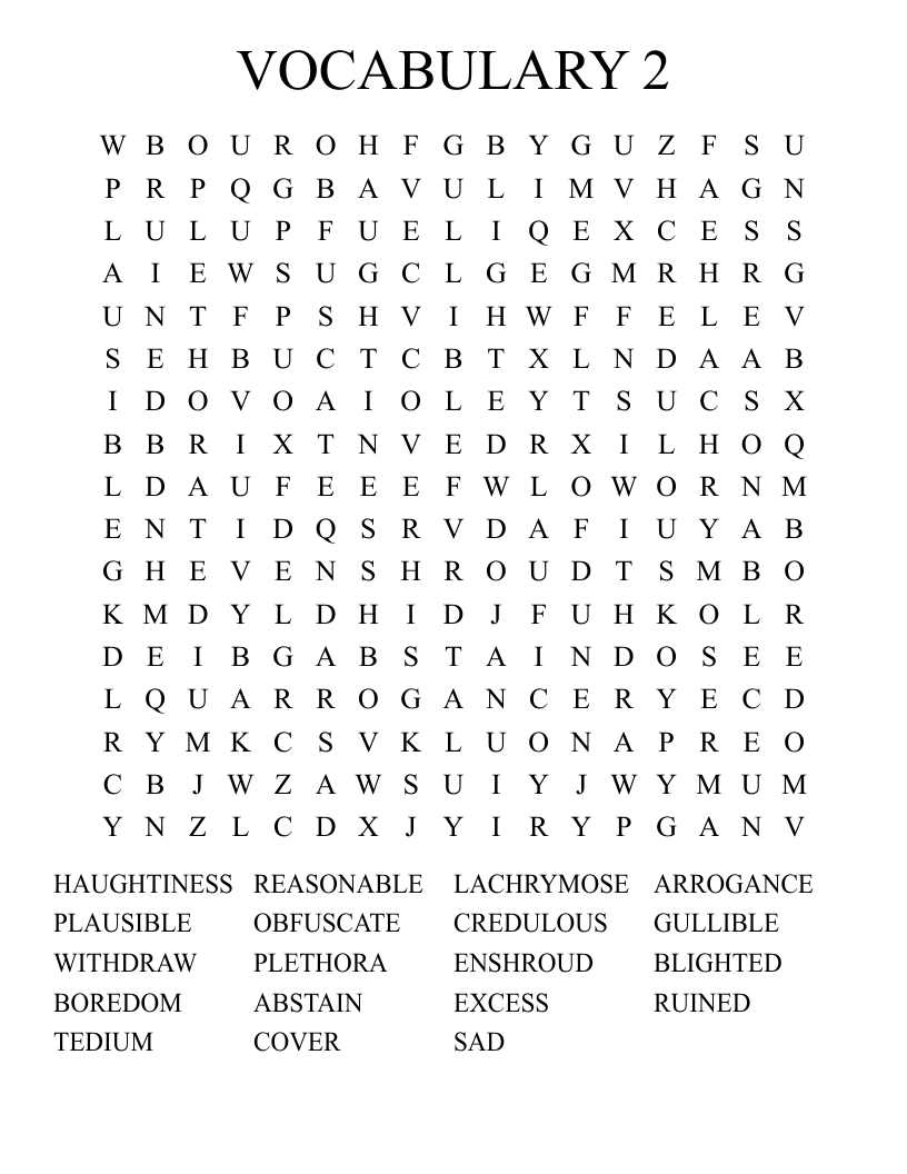 VOCABULARY 2 Word Search