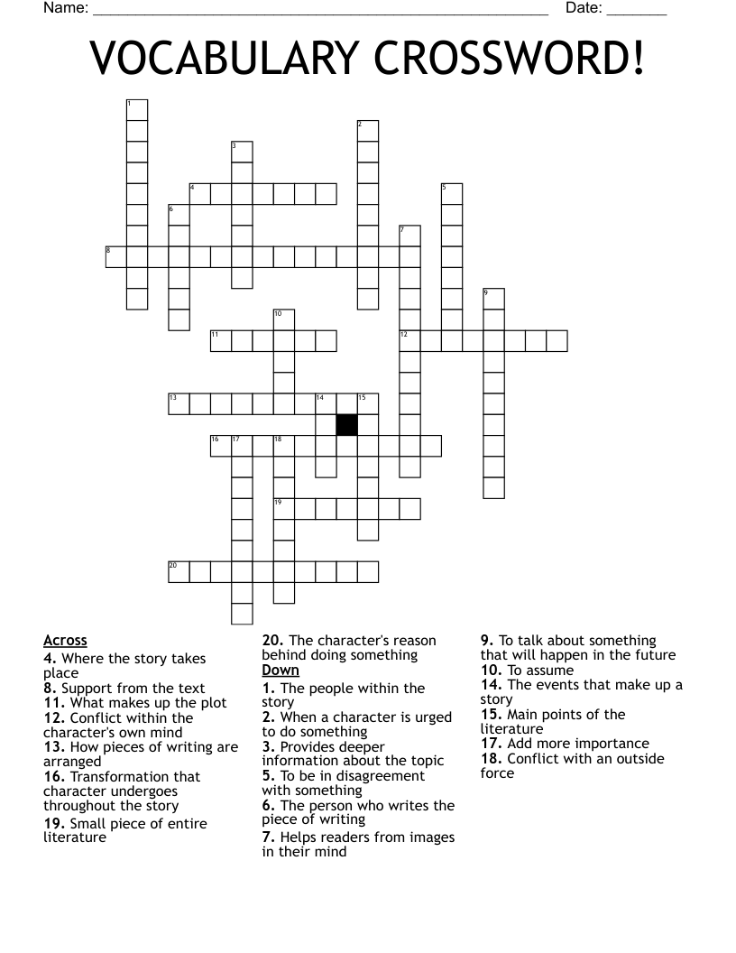 VOCABULARY CROSSWORD!