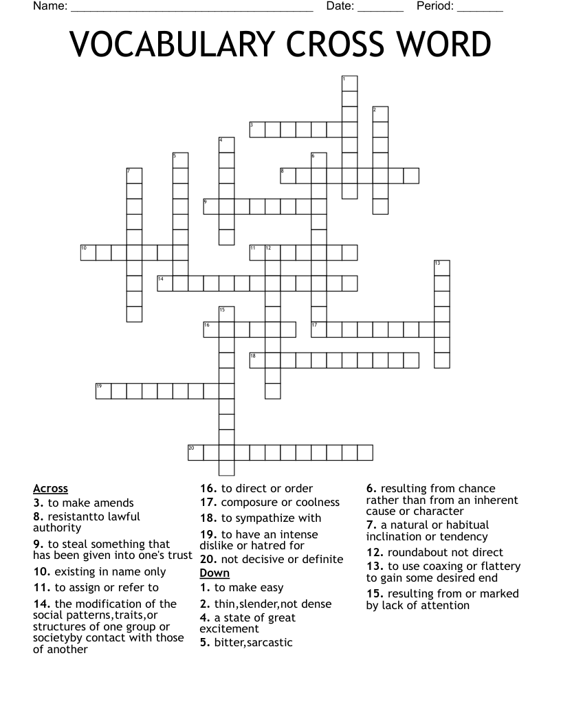 VOCABULARY CROSS WORD
