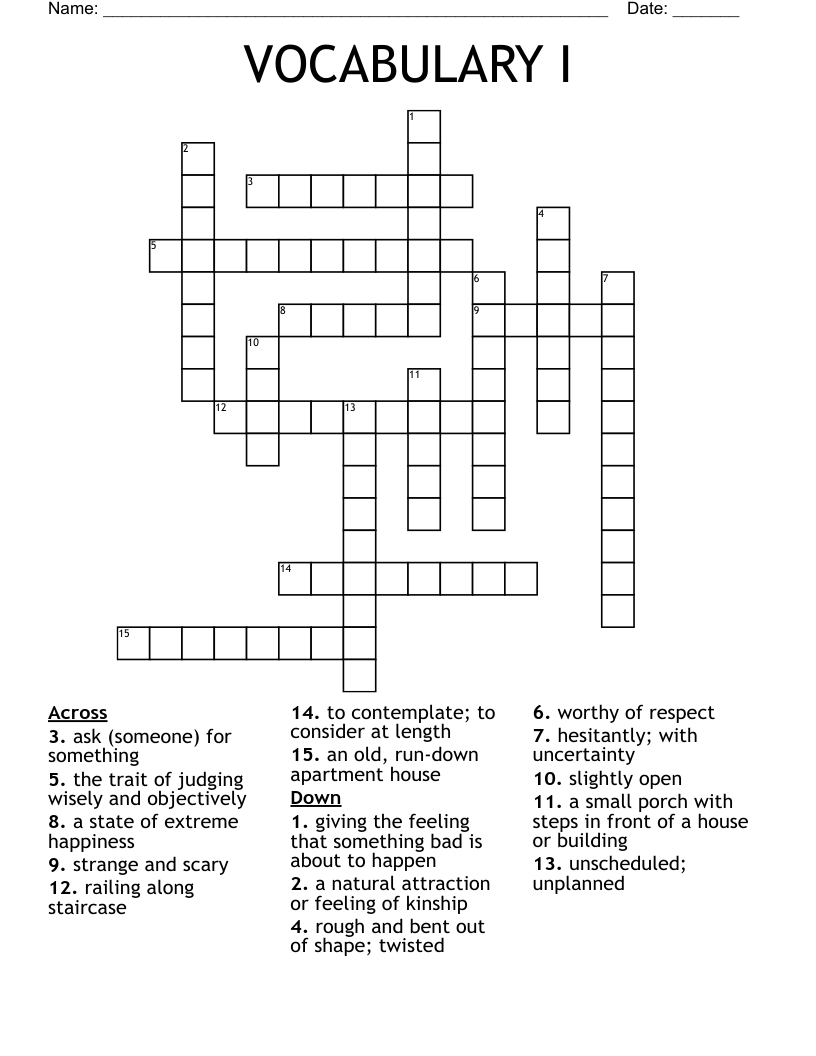 VOCABULARY I Crossword