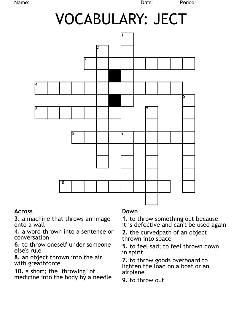 VOCABULARY: JECT Crossword