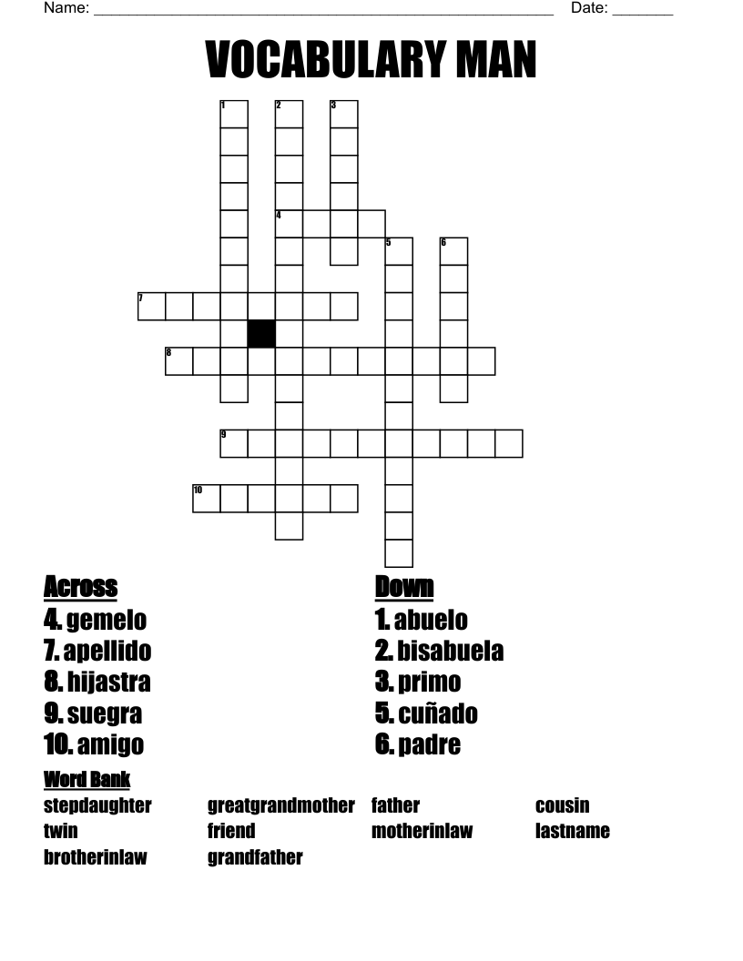 VOCABULARY MAN Crossword