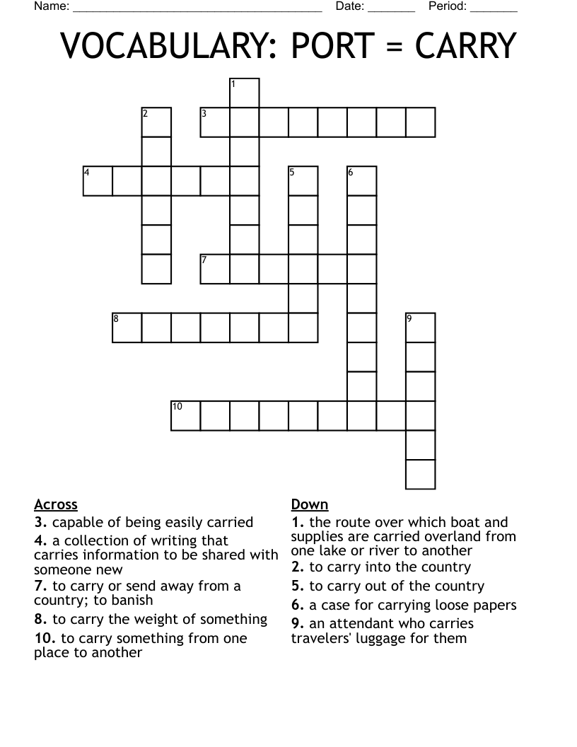VOCABULARY: PORT = CARRY Crossword
