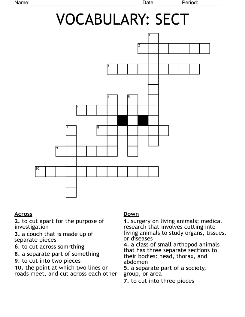 VOCABULARY: SECT Crossword