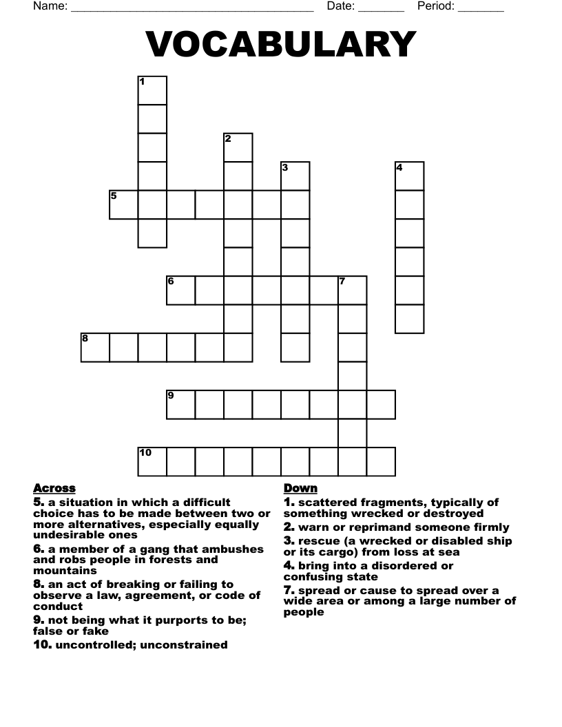 VOCABULARY  Crossword