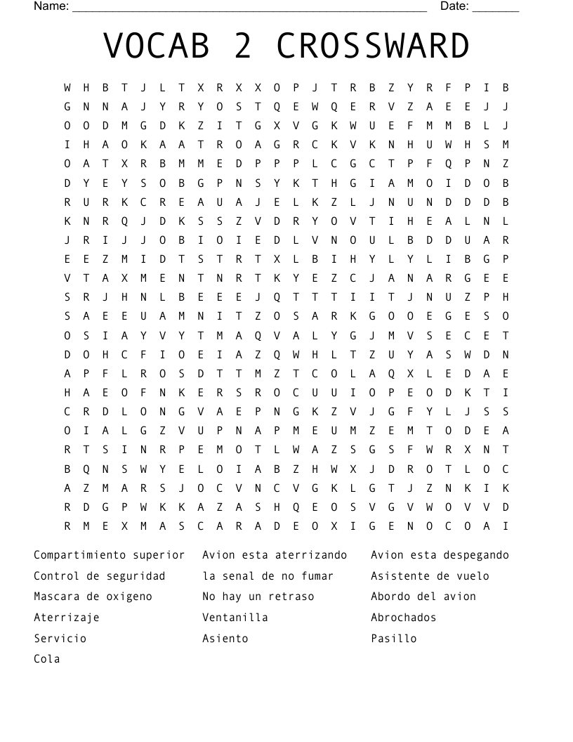 VOCAB 2 CROSSWARD Word Search
