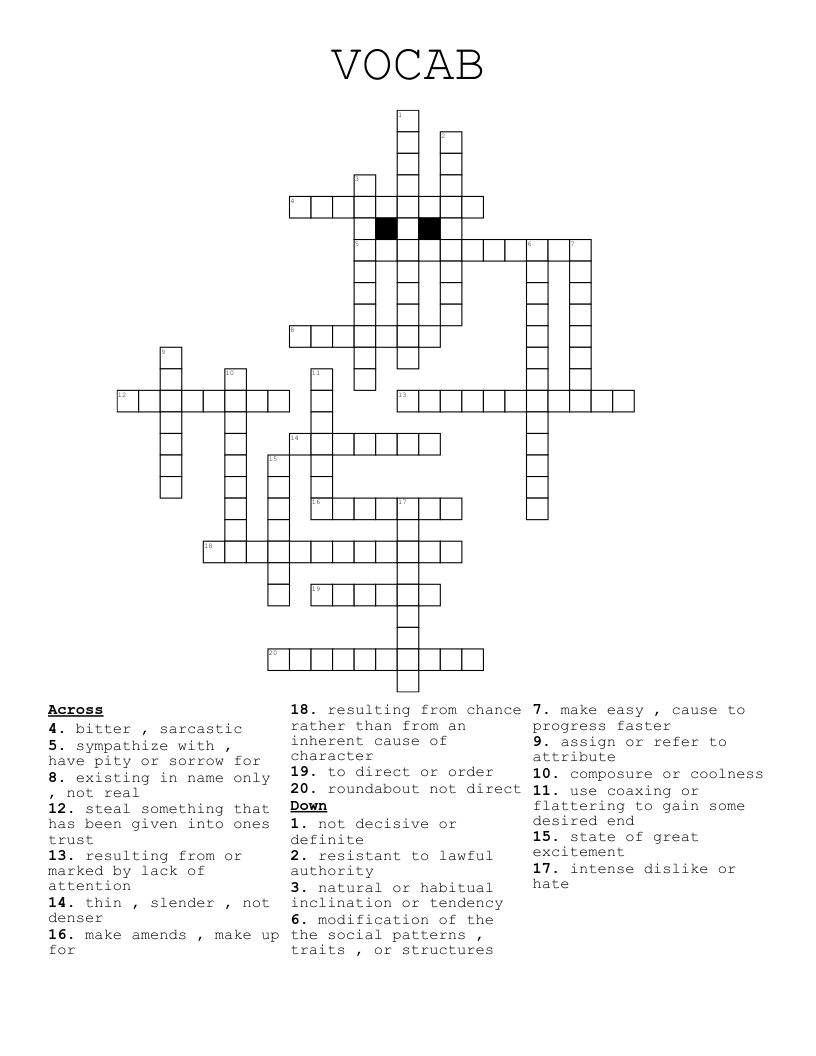 VOCAB  Crossword