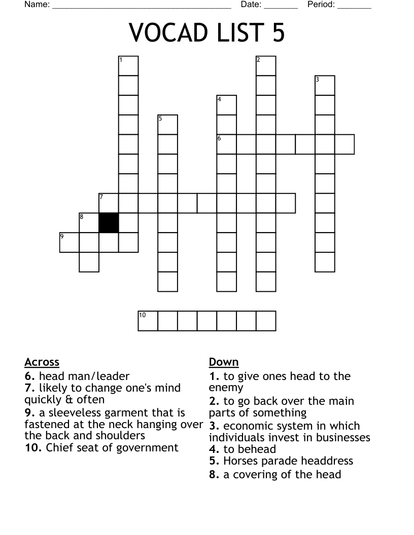 VOCAD LIST 5 Crossword