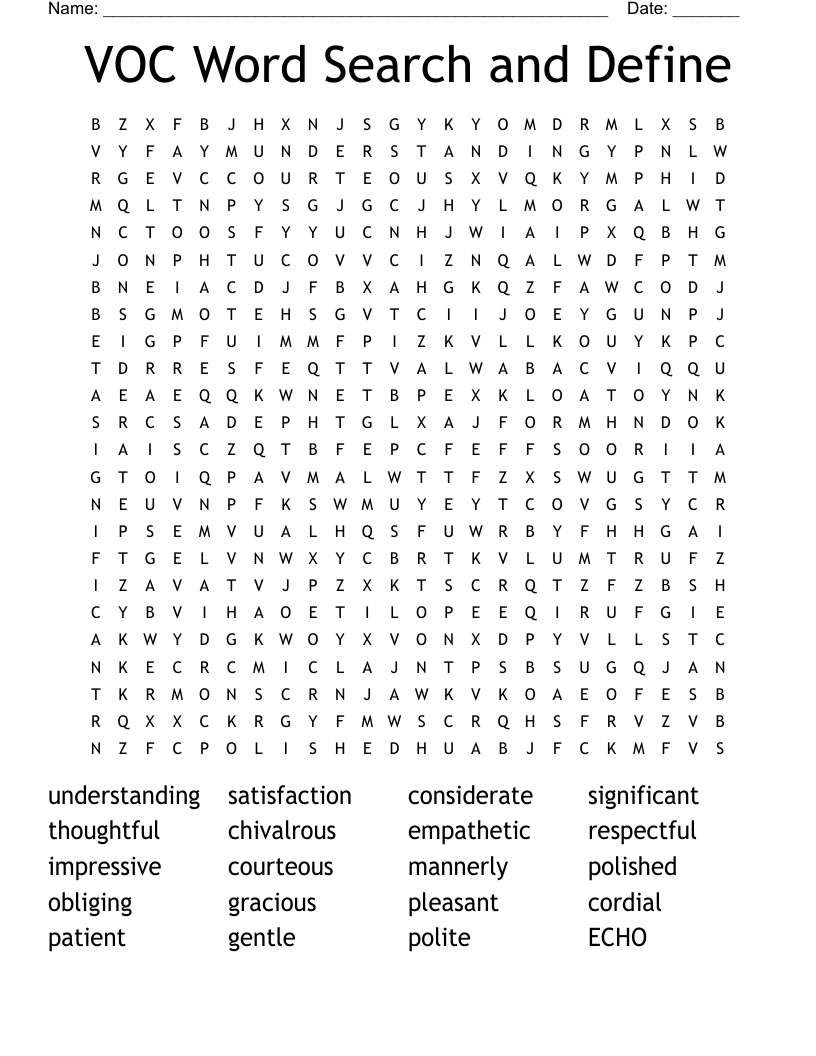 VOC Word Search and Define