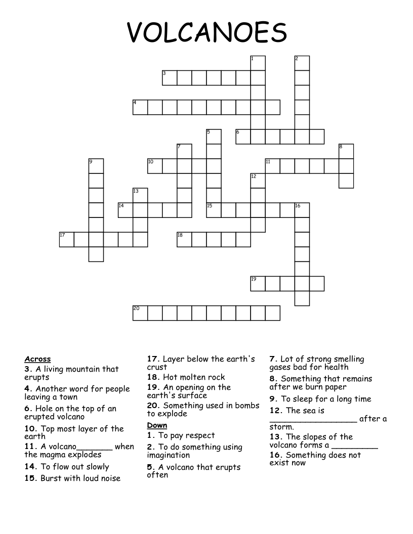 VOLCANOES Crossword