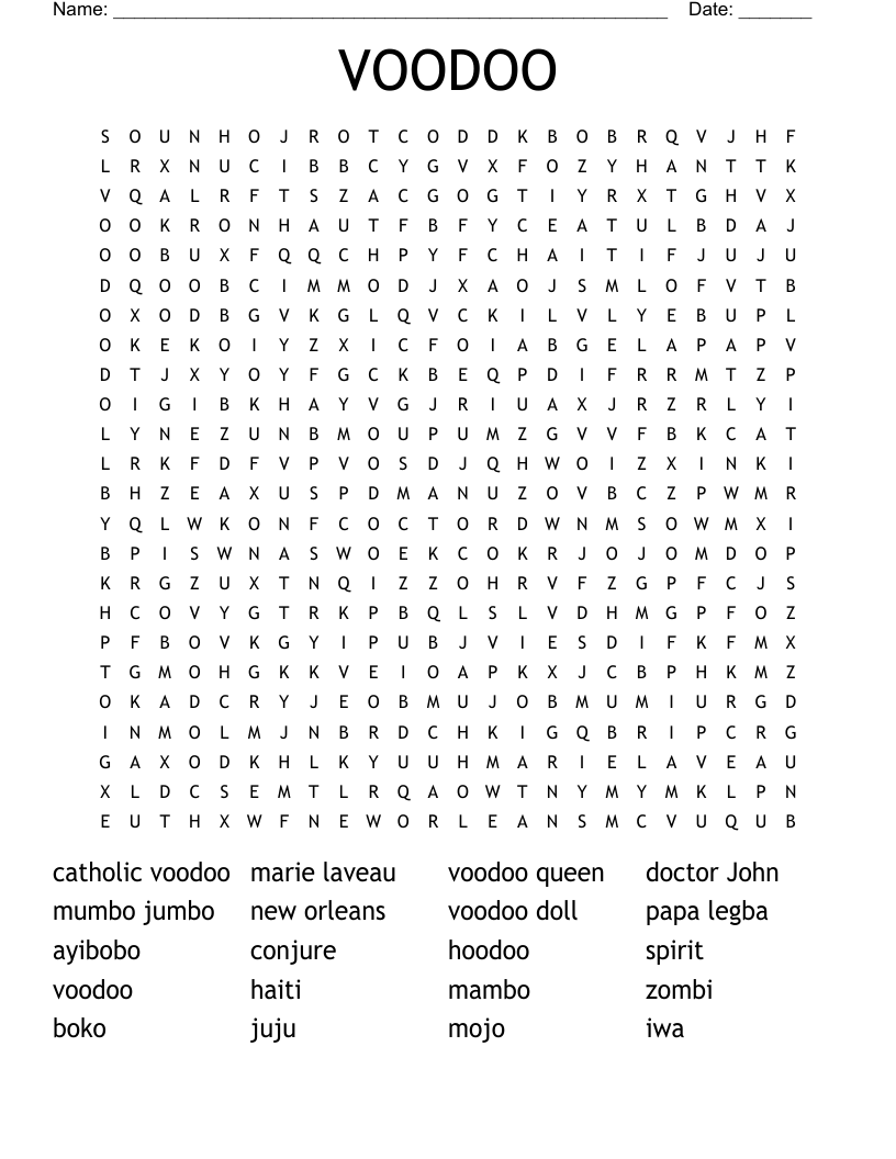 VOODOO Word Search