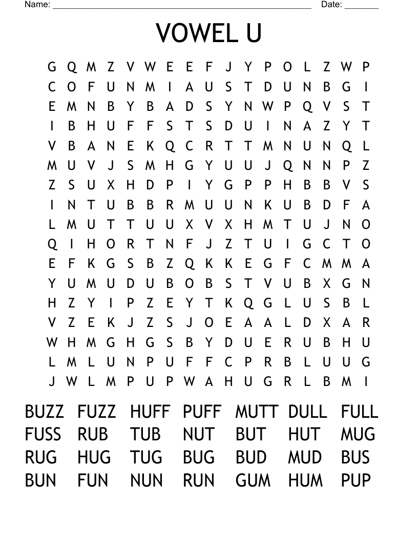 VOWEL U Word Search