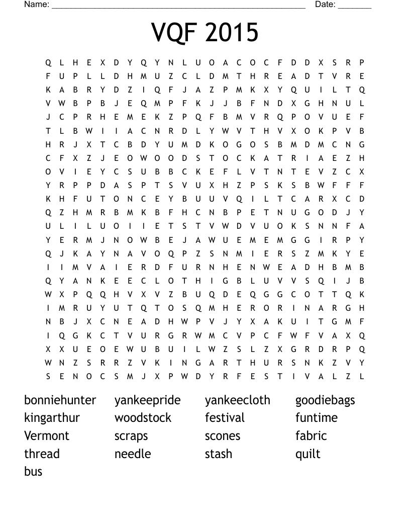 VQF 2015 Word Search