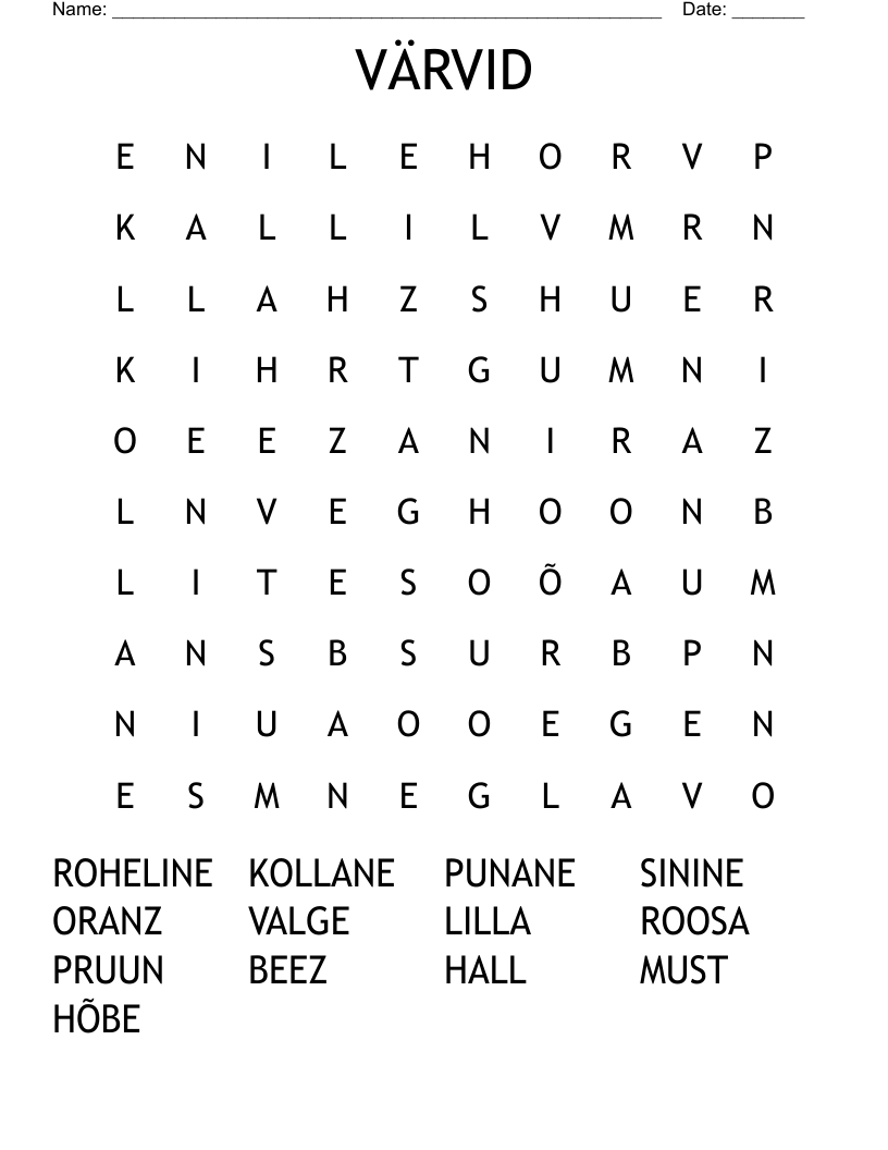 VÄRVID Word Search