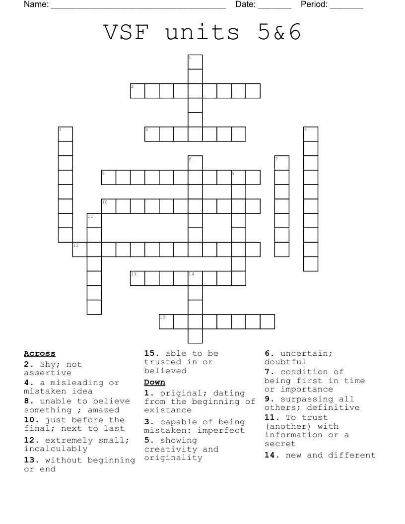 VSF units 5&6 Crossword