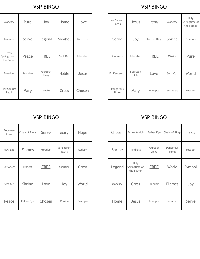 VSP BINGO