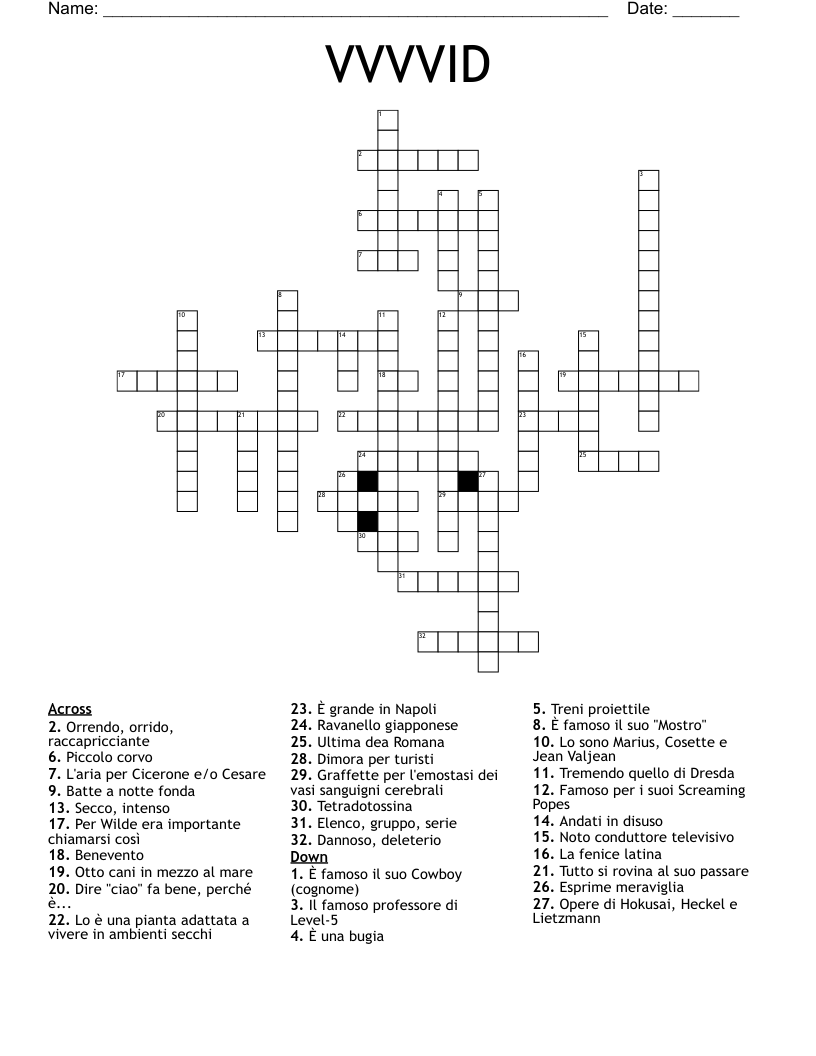 VVVVID Crossword