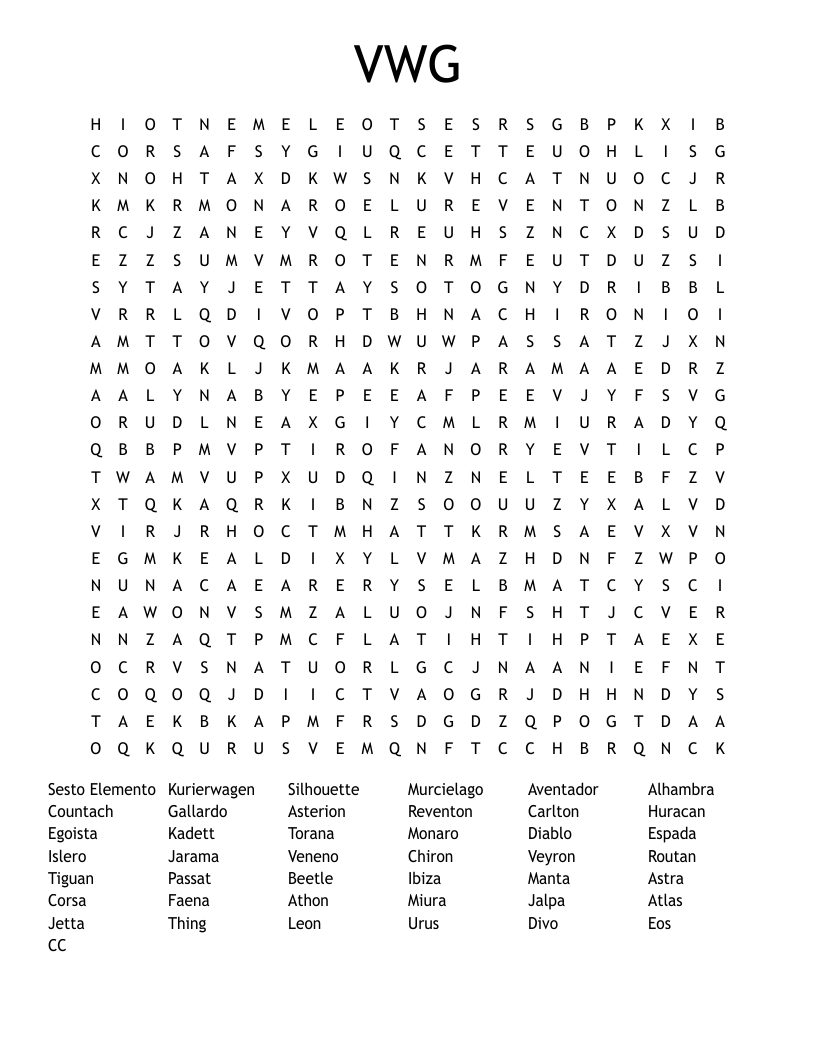 VWG Word Search