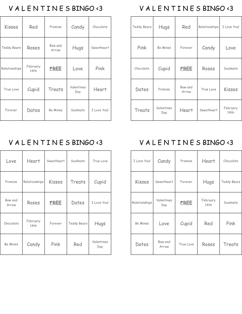 V A L E N T I N E S BINGO <3 