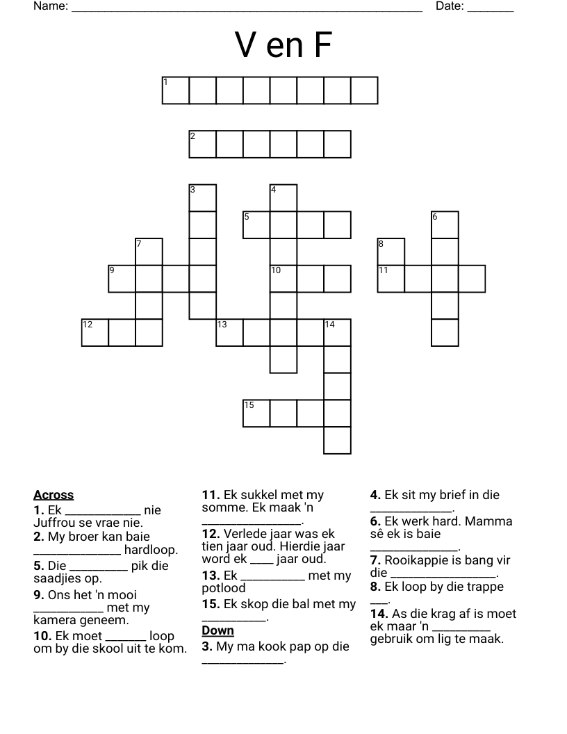 V en F Crossword