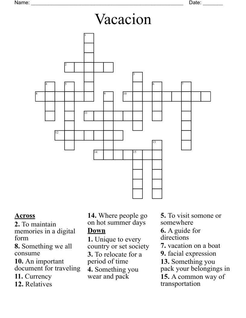 Vacacion Crossword
