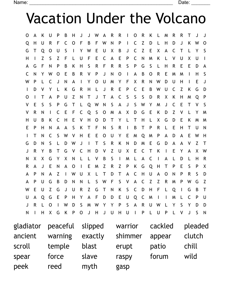 Vacation Under the Volcano  Word Search