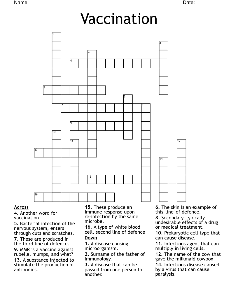 Vaccination Crossword