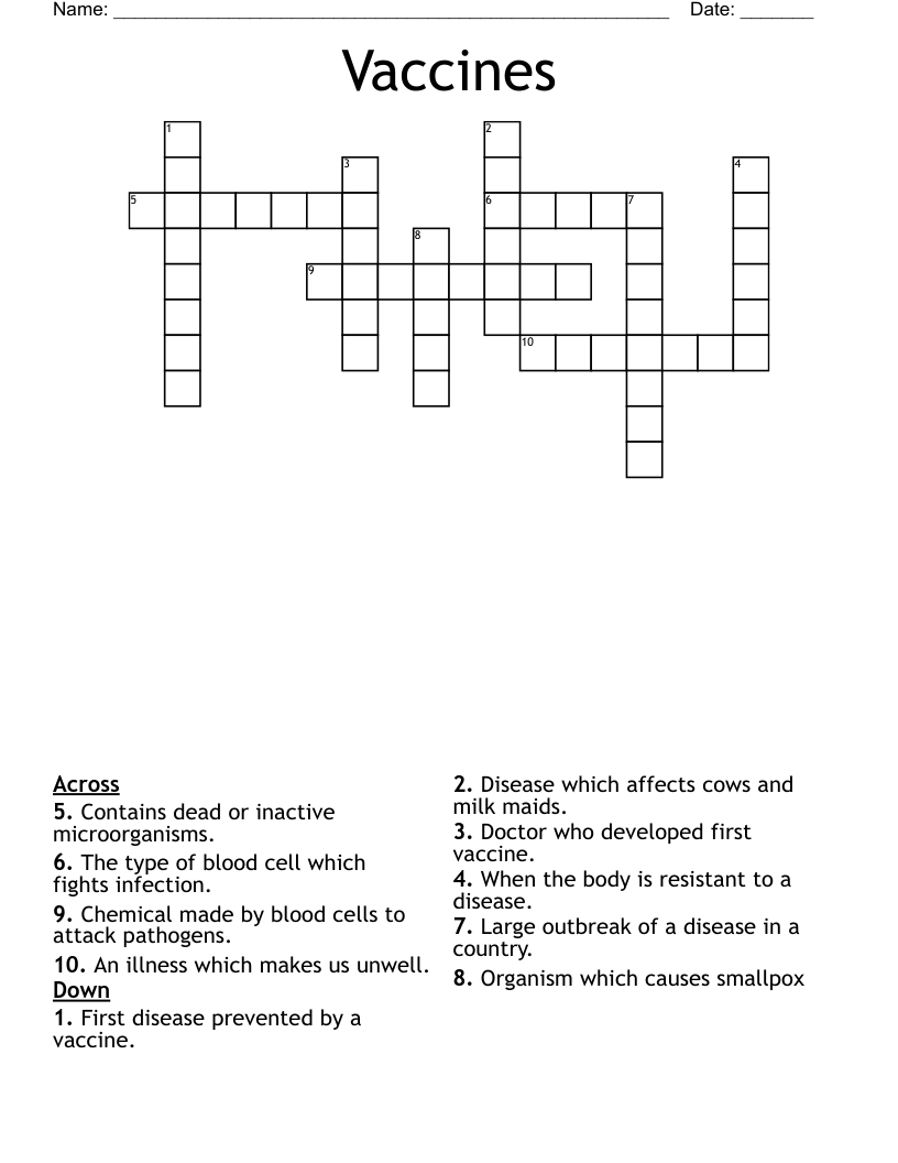 Vaccines Crossword