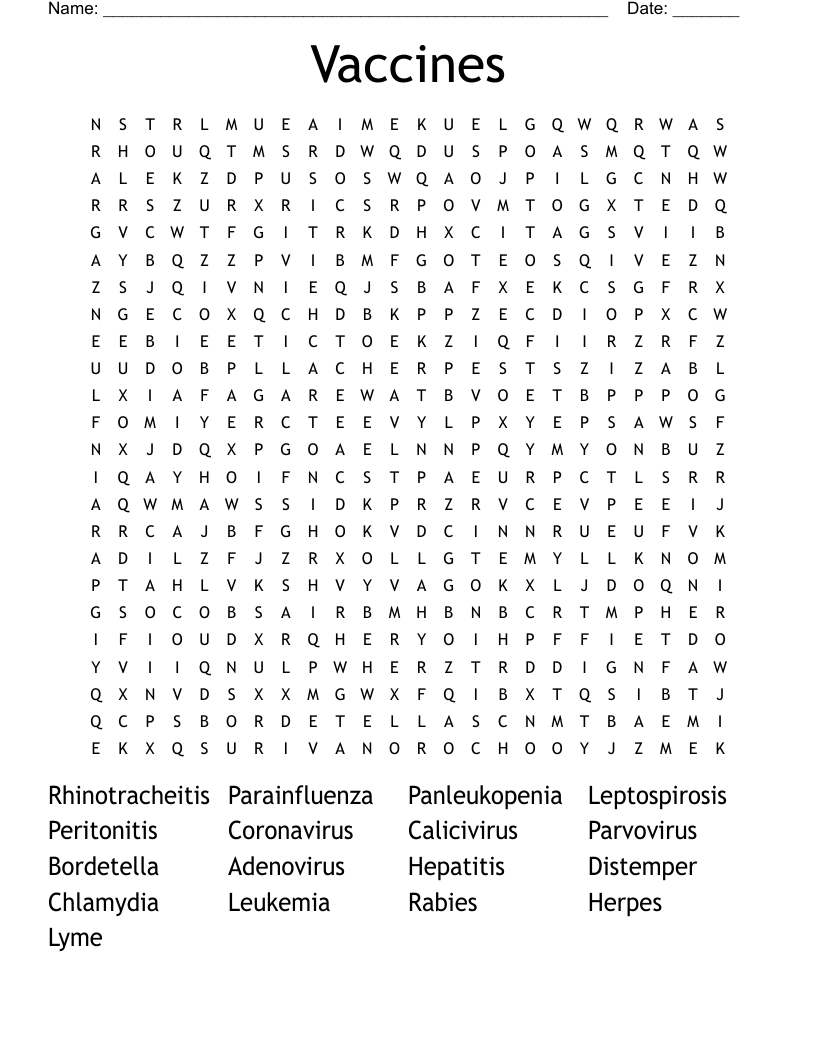 Vaccines Word Search