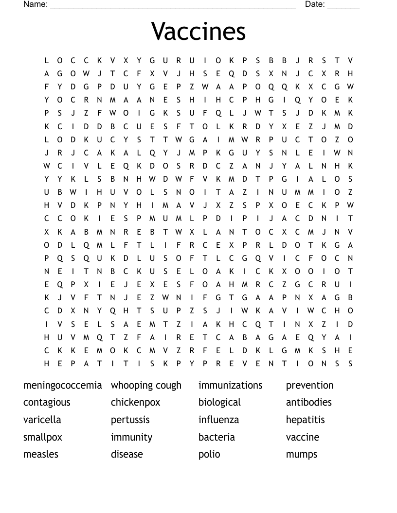 Vaccines Word Search