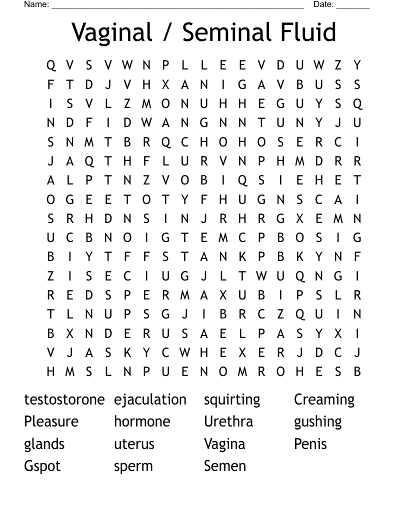Vaginal / Seminal Fluid Word Search